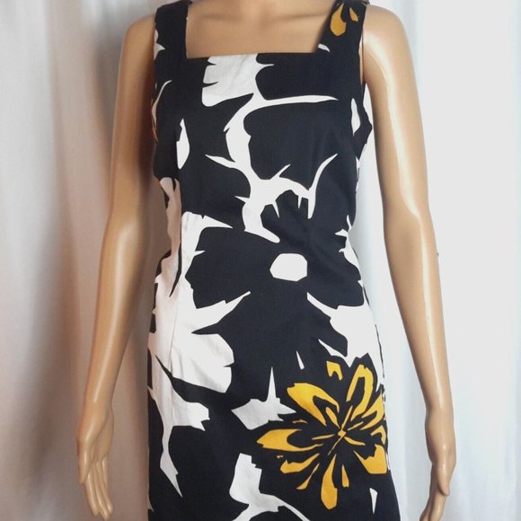 VENUS Floral Women's Black and Yellow Dress Size 4 - Picture 1 of 8